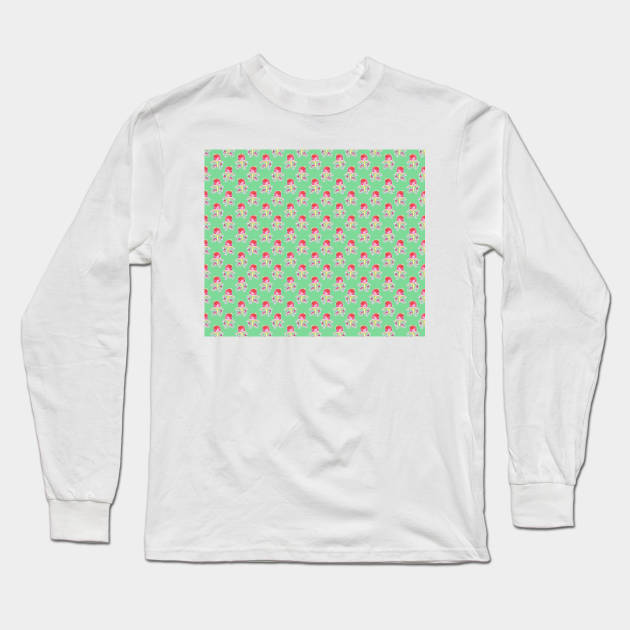 Watermelon Watercolor Jellyfish Pattern Long Sleeve T-Shirt by saradaboru